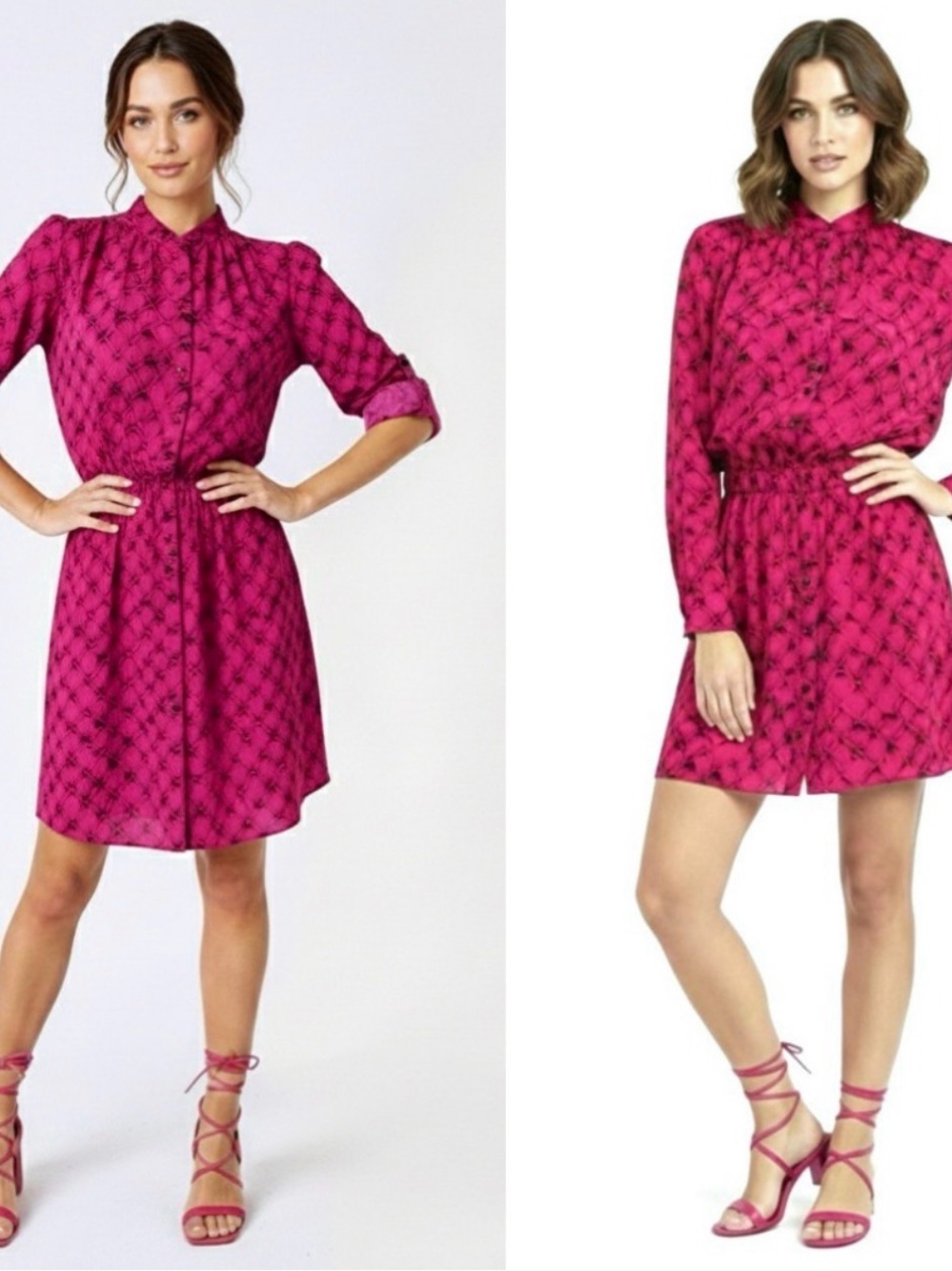 NWT DVF Silk Shirt Print Dress Deandra Size 0 long short sleeve lightwei…